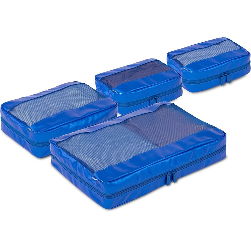 Bright Blue Vinyl Packing Cubes for Travel/Storage (Brand New) w Handles